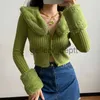 Damenpullover Herbst Winter Gestrickte Pullover Frauen Kurze Slim-fit Langarm Warm Abnehmbare Kaninchen Pelz Kragen Strickjacke Crop Top J230928