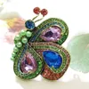Broches Vintage multicolores avec grand strass, surdimensionné, profil latéral, papillon vert, insectes, avec Accent de perle imité