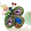 Spille Spille per insetti farfalla verde con strass di grandi dimensioni vintage multicolori con profilo laterale oversize con accento di perla imitata