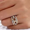 Anéis de casamento Delysia King moda anel de amor infinito em forma de coração senhoras duas cores casamento noivado 230928