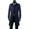 Trench-Coats pour hommes, coupe-vent long, printemps-automne, coréen, Slim, simple boutonnage, veste pour jeunes britanniques sur les vêtements au genou