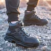 Botas Botões Rotativos Sapatos de Segurança Sapatilhas de Trabalho Indestrutíveis À Prova de Punção Protetora Biqueira de Aço