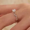 Anneaux de mariage exquis luxe fleur naturelle romantique en argent sterling pour les femmes fête cadeaux d'anniversaire bijoux de charme Anillo