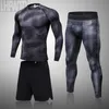 Männer Jacken Männer Kompression Set MMA Lange Thermo Unterwäsche T-shirt Männer Enge Hosen Fitness Bodybuilding Kleidung Rashguard Sport Anzüge 230927