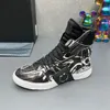 Luxury Brand Mens Ankle Boots Skull Cow Leather Knight Dance Sport High Top Cowboy Shoes Size 38-45