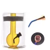 도매 소규모 미니 물 담뱃대 여행 노란색 유리 물 dab 장비 장비 담배 파이프 재활용 재활용 재활용 재 포수 봉