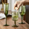 Wine Glasses 1PC Retro French Style Creative Heat Resistant Cocktail Green Goblet Champagne Glass Beverage Corrugated Cup