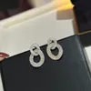 Punk dupe varumärke av högsta kvalitet 925 Sterling Silver Full Diamond Fashion Jewelry Hoop Dingle Earrings for Women