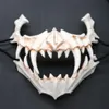Pół maska ​​zwierząt Długie zęby Demon samuraja biała maska ​​kostna tagu smok yaksa tygrysa maska ​​cosplay t200509214e