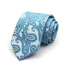 손수건 2023 남성용 Paisley Ties 8cm Jacquard Woven Necktie Suit Wear Wedding Party Male Gravata Corbatas Cravates 선물 상자