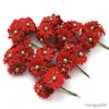 Weihnachtsdekorationen, Mini-roter kleiner Weihnachtsblumenstrauß, künstliche Seidenblumen für Hochzeitsdekoration, DIY-Kranz