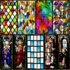 Wandaufkleber, benutzerdefinierte Größe, europäischer Stil, Fensterfolie, Tropfen, Kirche, Kunstglas, Buntaufkleber, statisch haftend, Privatsphäre 230927