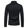 Mens Fashion Slim Fit Basic Turtleneck Sticked Sweater Half Zip Open High Collar Pullover Male Autumn Winter Sweatshirts Tops