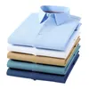 Camisas casuais masculinas 5 peças/lotes material de microfibra não-ferro cor pura camisa de manga longa para homens branco slim fit tendência s