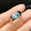 Кольца кластера KJJEAXCMY Ювелирные изделия натуральный синий топаз стерлингового серебра 925 пробы винтажное женское и мужское кольцо с драгоценным камнем Поддержка тест-продажи