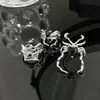 Anillos de boda Gótico Punk Irregular Spider Webs Zircon Anillo de apertura Mujeres Cristal Negro Anillos de animales oscuros Hip Hop Moda Fiesta Joyería de dedo 230928