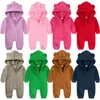 Barboteuses Body pour né barboteuses bébé garçons filles vêtements à manches longues solide sweats à capuche ours combinaison Costume infantile Onesies 3M24M 230927