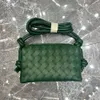 Tasarımcı Kaset Bahar Bottaega Çanta BVBAG Çantalar Döngü Çanta Dokuma Küçük Kare Cowhide Mini Messenger Plaid Cep Telefon Lady 4pzo