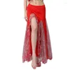 Stage Wear Women Professional Sexy Oriental Belly Dance Skirt Fishtail Spilt Long Spanish Costume Lace Up Practice Outfit Dress