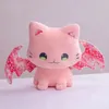 Plush Dolls Cute Pink Japanese Sakura Cat Flying Wings Bat Plush Toy Stuffed Purple Bats Plushies for Kids Birthday Gift 230927