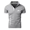 Högkvalitativ J Lindeberg Golf Polo Classic Brand Men Shirt Casual Solid Short Sleeve Cotton Polos #23 23