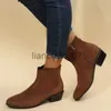 Botas Mulheres Chelsea Botas Camurça Apontada Toe Botas Mulheres Sapatos Femininos Casuais Mid Saltos Senhoras Autunm Inverno Zipper Calçado X0928