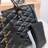 Saco de luxo Designer sacos de ombro bolsas de couro moda clássico envelope saco de corrente ouro sinal de prata y carta mulher caviar crossbody tote grande capacidade preto