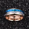 Anelli a grappolo Anello in carburo di tungsteno largo 8 mm Anello in oro rosa intarsiato Conchiglia blu Meteorite Freccia Cupola in acciaio da sposa Gioielli da uomo1319e