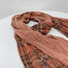 Scarves Johnature 2023 Vintage Cotton Linen Patchwork Hit Color Japanese Women Scarf Stylish Warm Pleated Autumn Winter Shawl 230927