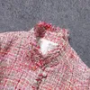 Dameswolmix roze tweed jasje lente / herfst / winter damesjas klassieke dames wilde dames heldere draad gevlochten tweed jas 230927