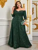 Plus Size Dresses Strapless Sequin Sparkling Evening Dress Lotus Leaf Swing Wedding Banquet 4XL5XL Fashion