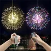 Hängande LED -Firework Fairy String Light Remote 8 Modes Gypsophila Holiday Lights Outdoor Home Garland Xmas Wedding Party Decor232o