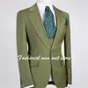 Mäns kostymer blazrar senaste design green ed lapel med en knapp män kostymer 3 stycken costum homme brudgum bröllop terno masculino smal fit blazer 230927