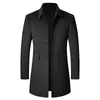 Men's Trench Coats Horde Jacket Mens Autumn And Winter Casual Fashion Coat Mid Length Smooth Lapel Woolen Thickened Tall