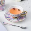 Cups Saucers Nordic Style Ceramic Coffee Cup Bone China Saucer Creative Household Tea Light Luxury Vintage Pink