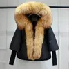 Mulheres Down Parkas Lagabogy Inverno Mulheres Quentes Pato Branco Jaqueta Solta Capuz Puffer Casaco Natural Real Gola de Pele Grosso Luxo Outerwear 230927