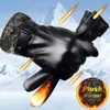 Five Fingers Gloves Mens PU Leather Winter Autumn Fleece Linings Cashmere Warm Sports Male Driving Mittens Waterproof Tactical Glove Guantes 230928