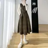 Casual Dresses Korean Fashion Plaid Long Dress Women Autumn Winter Two Piece Sweater Woolen Tank With Belt Elegant Sundress Vestidos