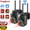 CCTV Lens 5MP IP Camera HD PTZ AI التتبع البشري CCTV الرؤية الليلية الكاملة اللون الذكي في الهواء الطلق 5G WIFI CAMERANCE Home Security YQ231003