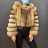 Women's Fur Faux Fur Winter Style Hood Real Fur Coat Women's Fashion Top Raccoon Fur Coats Luxury Detachable hood Tall Waist Style Short Coats 230927