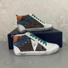 Luksusowy średnia gwiazda Slajda Casual Shoes Classic Gletter Leopard Snake do starego brudnego projektanta mężczyzny kobiet skórzane trampki Francy