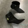 2023-Leather Boots Booty Winter Fashion Women Ankle Booties Fords hänglås Kvinnor Bucklade remmar Designmärken Famous Party Wedding