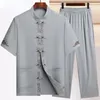 Men's Tracksuits Tang Suit Men In The Old Summer Cotton And Linen Short Sleeve Father Chinese Style Grandpa Man Clothes