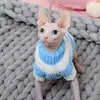 Costumi per gatti Vestiti caldi senza peli Maglione invernale a righe morbide per gattino Gilet piccolo vestito Sphynx fatto a mano