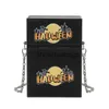 Totes Kleine Design-Kastentasche mit Spiegel für Damen Halloween Gothic-Stil kleine quadratische Tasche lustige und kreative Umhängetasche Umhängetasche 24stylishyslbags