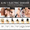 Electric Shaver 6 Blades Digital Display Rechargeable Electric Shaver Men Hair Beard Trimmer Electric Razor Wet Dry Men Face Shaving Machine YQ230928