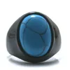 Cooler großer Ring mit blauem Stein aus 316L-Edelstahl oder Black Rock-Partygeschenk 246o