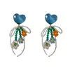 S3824 Fashion Jewelry Love Flowers Bow Dangle Earrings Colorful Elegant Handmade Weave Beaded Flowers Stud Earrings