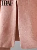 Dwuczęściowe spodnie damskie Traf jesienne kobiety dzianiny golarki swetry garnitury moda vintage szczelinowa strona luźna skoczek wysoki spodnie 2 -częściowe zestawy szyk 230927