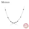 Pendant Necklaces Modian Black Crystal Little Ball Irregular Sterling Silver 925 Necklace for Women Adjustable Fine Jewelry 230928